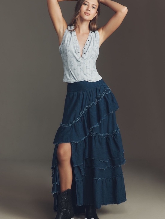 Anthropologie Dresses & Skirts - Pilcro Asymmetrical Ruffled Tiered Maxi Skirt